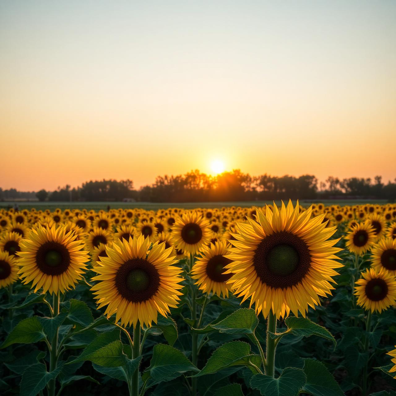 Поле соняшника Seed Grow на заході сонця